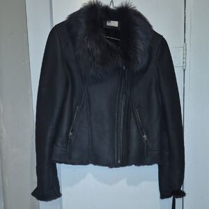 Gorgeous.  Wrapped In Luxury Wrap London Black Jacket With Fur Collar.